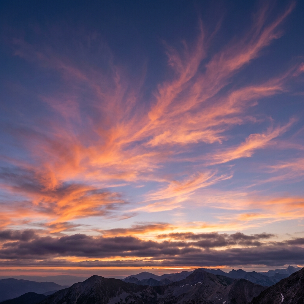 High cirrus clouds at sunrise