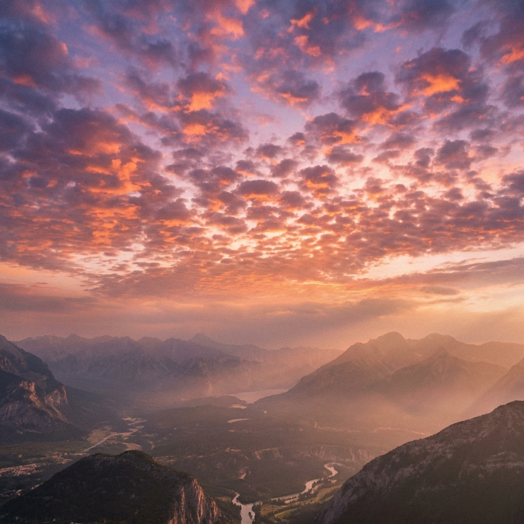 Mid-level altocumulus clouds at sunrise